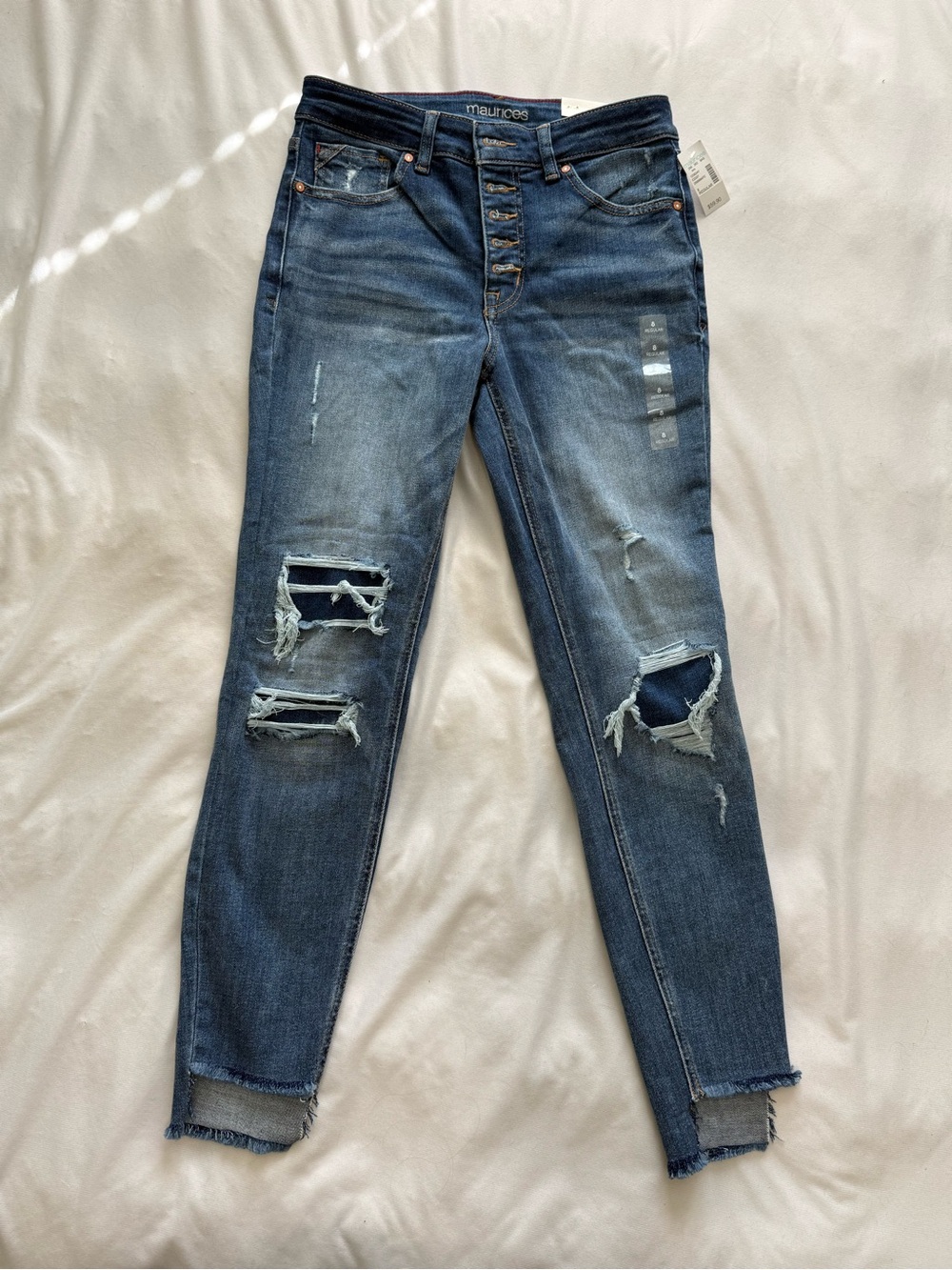 Maurices Ripped High-Rise Ankle Skinny Jeans - Blue